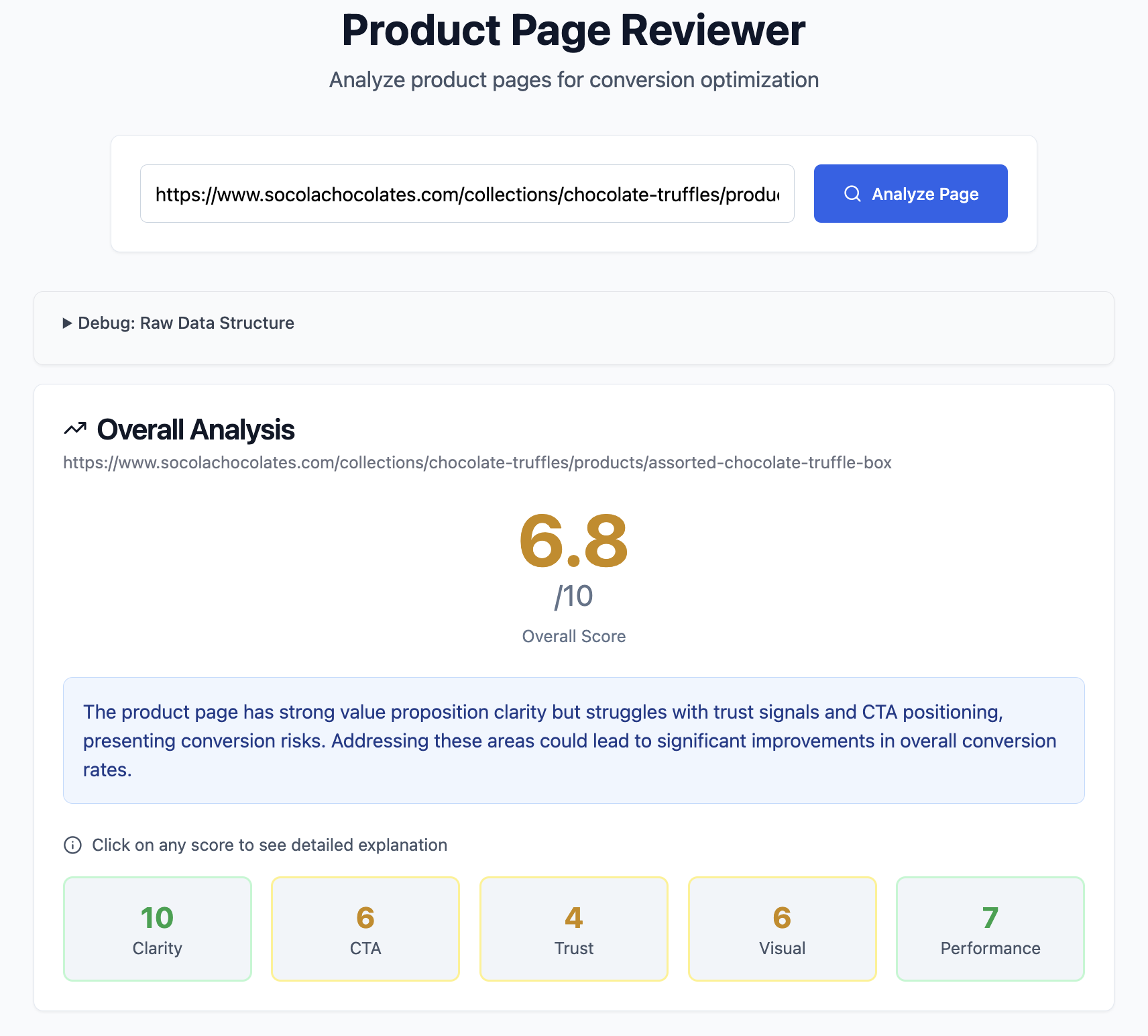 Product Page Reviewer screenshot